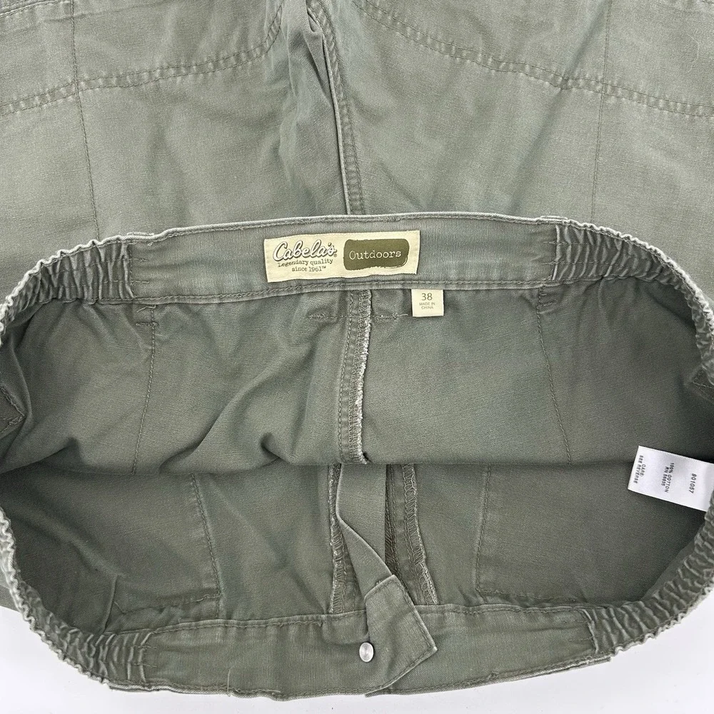Cabela's Outdoors Olive Canvas Cargo Shorts Mens 38 Utility Hiking Rugged